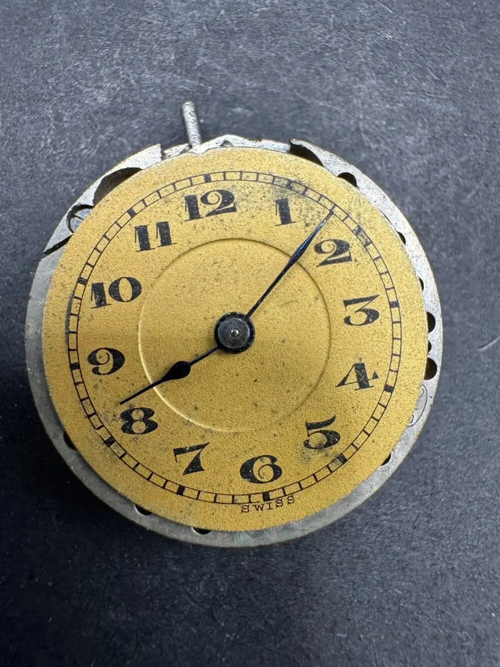 Vintage Wood Swiss Pocket Watch Movement 15 Jewels 18mm For Parts / Repair
